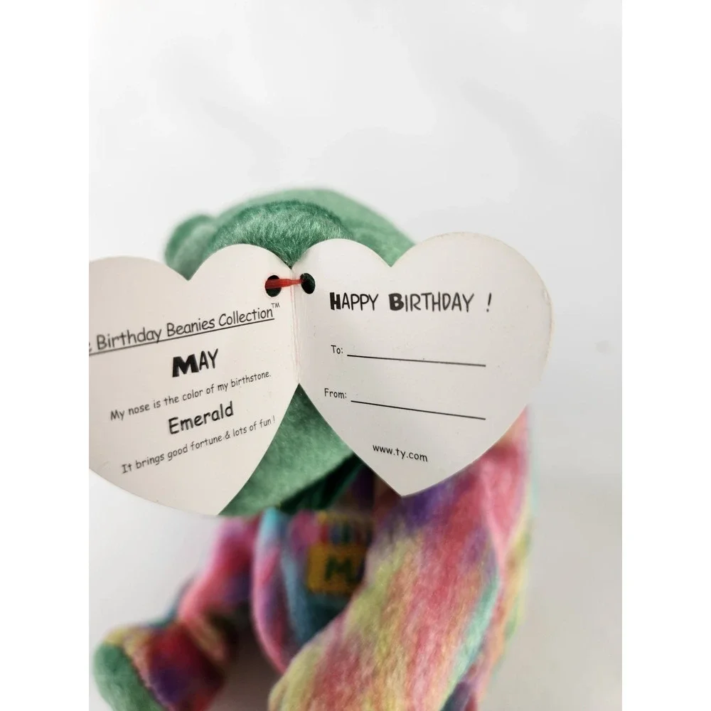 Beanie Baby Bear Happy Birthday‎ May Plush Stuffed Vintage Emerald Gift TY 2001
